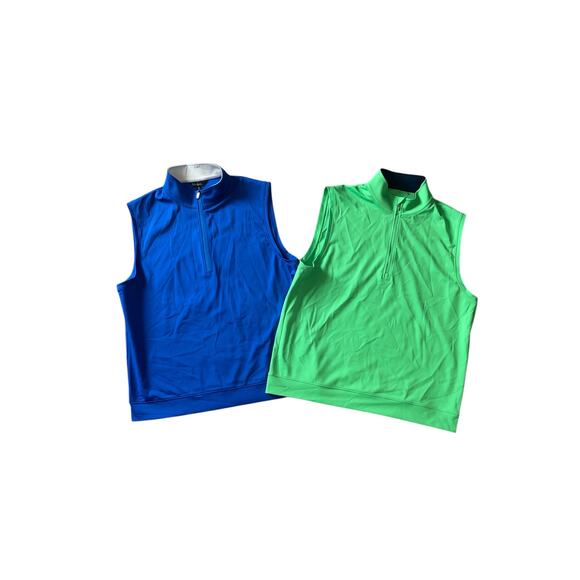 NWT WALTER HAGAN Med Men’s Golf Vests 2 Pack Neon Grn Blue 1/4 Zip - Picture 1 of 6